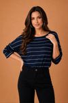 Blusa morcego listras marinho